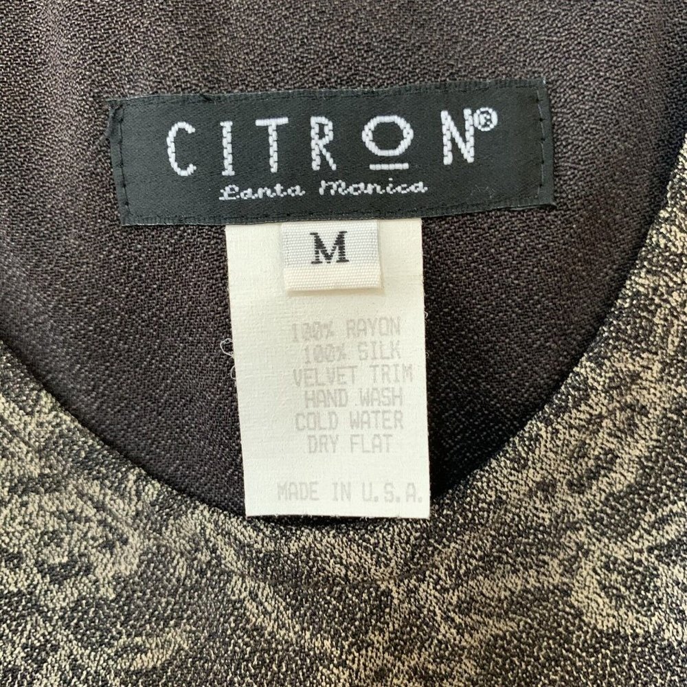 Citron Santa Monica Brown Rayon Silk Velvet Burnout Sleeveless Maxi Dress Sz M - Picture 9 of 9
